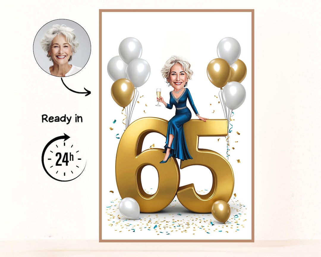 Custom Caricature for 65th Birthday, 65th Anniversary, Caricature ...