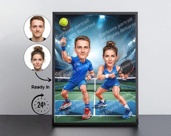 Padel Player Gift – Custom Caricature Portrait From Your Photo / Padel