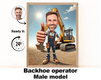 Baggerfahrer Geschenk - Benutzerdefinierte Karikatur vom Foto, Baggerlader Geschenk