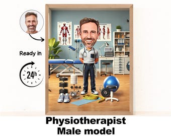 Physiotherapist Gift - Custom Caricature From Photo, Physiotherapy Gift, physical therapy, kinesiologist gift, kine