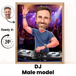 Personalisierte DJ-Karikatur Cartoon-Porträt, benutzerdefinierte DJ-Karikaturzeichnung vom Foto, lustige DJ-Karikatur, Geschenk für Dj