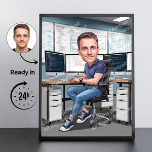 IT-Spezialist Geschenk - Benutzerdefiniertes Karikaturporträt von Ihrem Foto / IT-Spezialisten