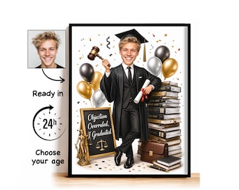 Custom Law School Graduation Caricature from Photo, Objection Overruled Cartoon Portrait, Law School Graduation Gift for Him, Class of 2027