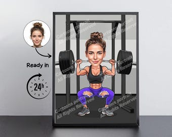 Fitness Gift – Custom Caricature Portrait From Your Photo / Fitness