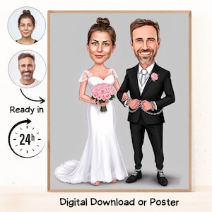 Personalised Wedding Couples Cartoon Portrait, Wedding Caricature, Wedding Cartoon, Wedding Gift, Custom Caricature from Photo, Couples Gift