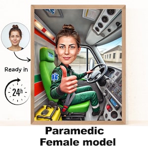 Sanitäter Geschenk - Benutzerdefinierte Karikatur Porträt von Ihrem Foto, Sanitäter Cartoon Portrait, Sanitäter Geschenk, Custom. Krankenwagen Karikatur, EMT, Krankenschwester
