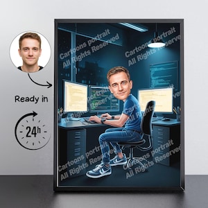 IT Specialist Gift – Custom Caricature Portrait From Your Photo / IT specialist