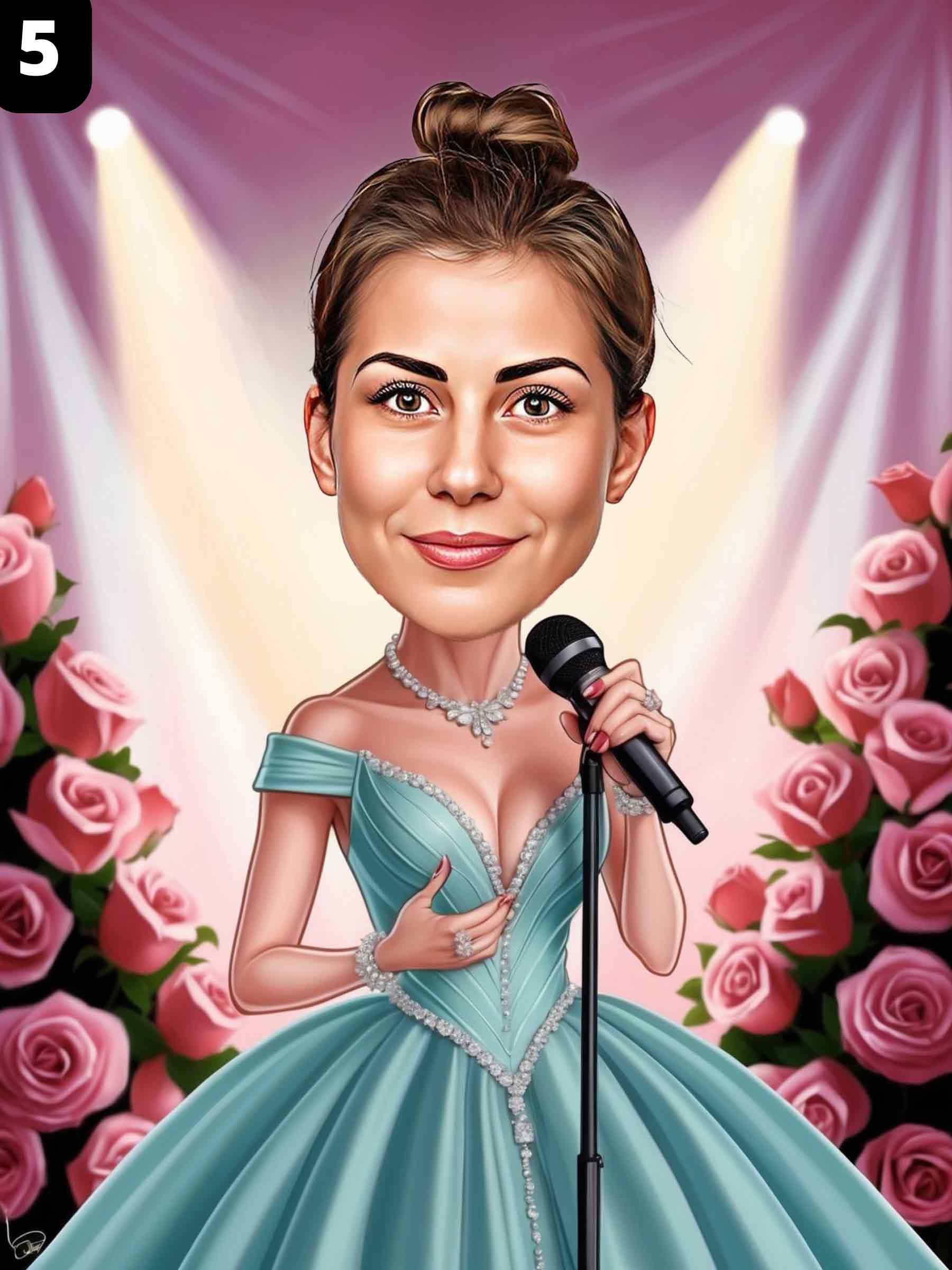 Singer Cartoom Custom Singer Cartoon Portrait, Singer Caricature, Gift for Singer ...