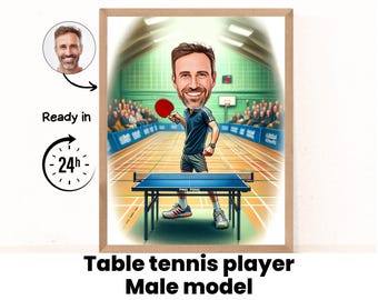 Tennis table player cartoon Portrait|Tennis player Gift|Tennis table gift| Ping pong |Ping pong caricature gift|Cartoon portrait from photo