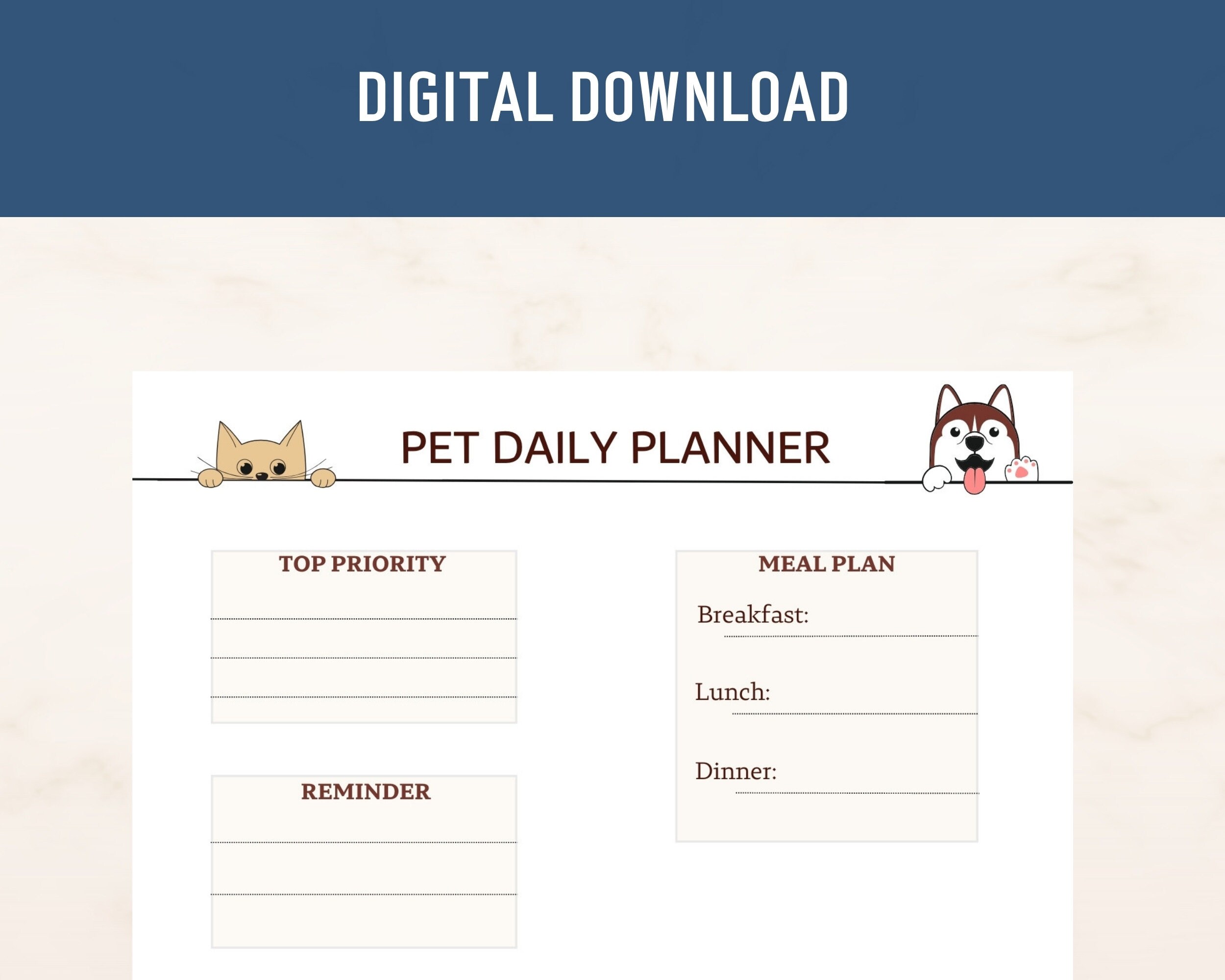 Pet Planner, Printable Pet Planner, Pet Care Planner, Digital Pet ...