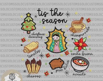 5x7 Tis The Season Colored Virgencita | Virgen de Guadalupe | Digital 5x7 Embroidery File | Christmas | Navida