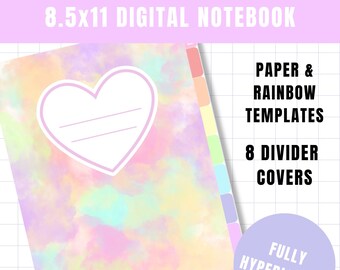 DIGITAL NOTEBOOK | Pastel Rainbow Digital Notebook | Student Notebook | Goodnotes | Hyperlinked