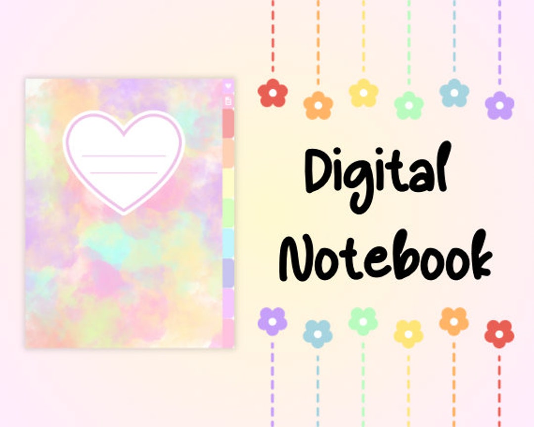 DIGITAL NOTEBOOK Pastel Rainbow Digital Notebook Student Etsy