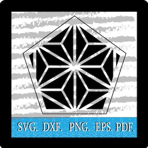 Asanoha patroon binnen Pentagon Shape Cut bestand, SVG, DXF, PNG, Glowforge, cricut, silhouet, Laser Cut, T-shirts, Tattoo, kunst