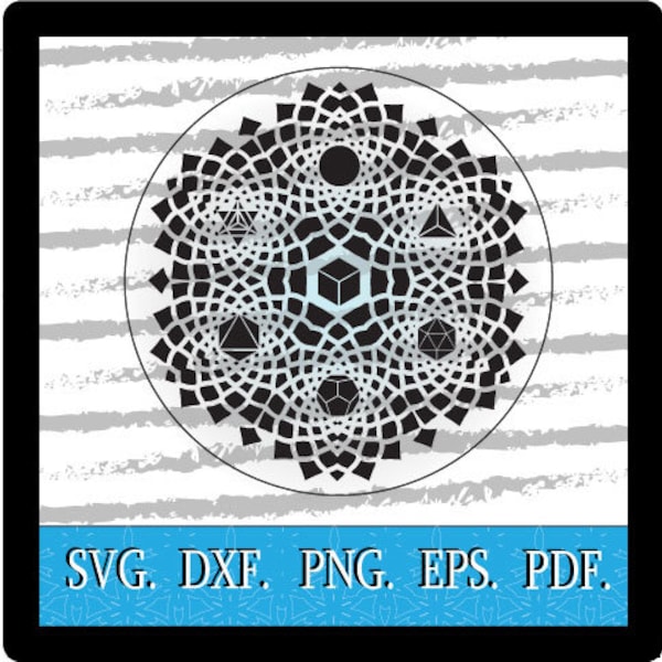 Fractal Platonic Design ( Download Sacred Geometry SVG, DXF, PNG  Stenciling, tattoo, Printing, Tshirts, glowforge, cricut, etc  )