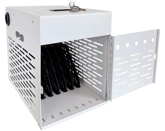 C8B-W - OPEN BOX 8-Device Charging Station Fits 14" Chromebooks,iPads,Laptops,Tablets,Secure Storage, Ideal for Classrooms|Offices|Hospitals