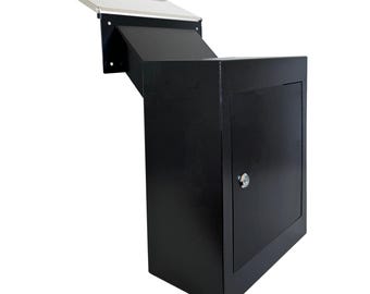 D3-B - Through-the-Wall Drop Box with Rainproof Cover: Adjustable Galvanized Steel Chute