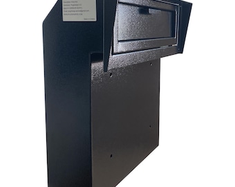 D1A-B - OPEN BOX Locking Metal Mail Drop Box: Rainproof Steel Door Safe