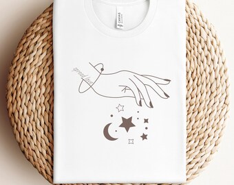 Celestial Hand Spread Love Tattoo Shirt, Celestial Moon Stars Shirt, Mystic Moon And Sun Shirt, Moon Phase Shirt, Gift for Boho Woman