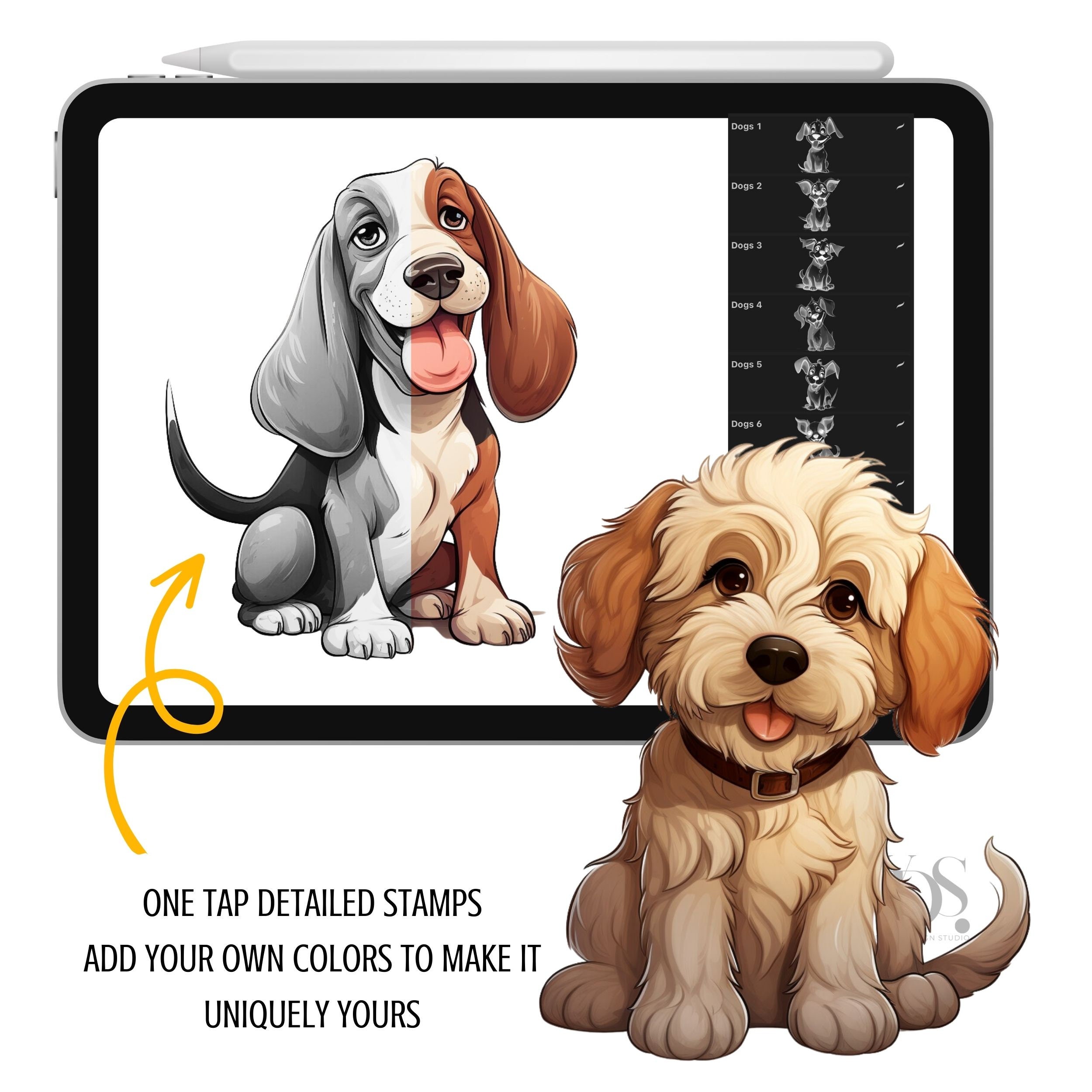 100 Dogs Procreate Stamps | Brushes | Pugs | Labradoodles | Chihuahua ...