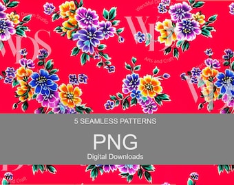 Estampado floral de inspiración hmong, patrón hmong, patrones sin costuras, PNG, digital, imprimible, álbum de recortes, uso comercial, descarga instantánea