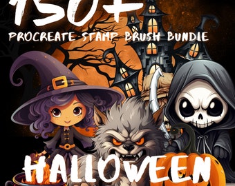 Más de 150 SELLOS DE HALLOWEEN para Procreate / Procreate Sellos de Halloween / Pinceles Procreate / Brujas / Calabazas / Espeluznantes / Hombres Lobo / Vampiros