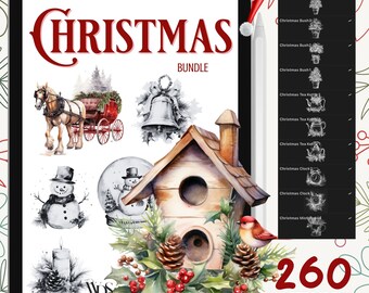 260 Paquete de pinceles de sellos NAVIDAD para Procreate / / Pinceles Procreate / Santa / Navidad / Vacaciones / Uso comercial / Descarga instantánea
