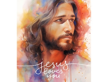 Conjunto de 5 Imágenes PNG de Jesucristo en acuarela / Jesucristo / Acuarela / Navidad / Uso comercial / Descarga instantánea