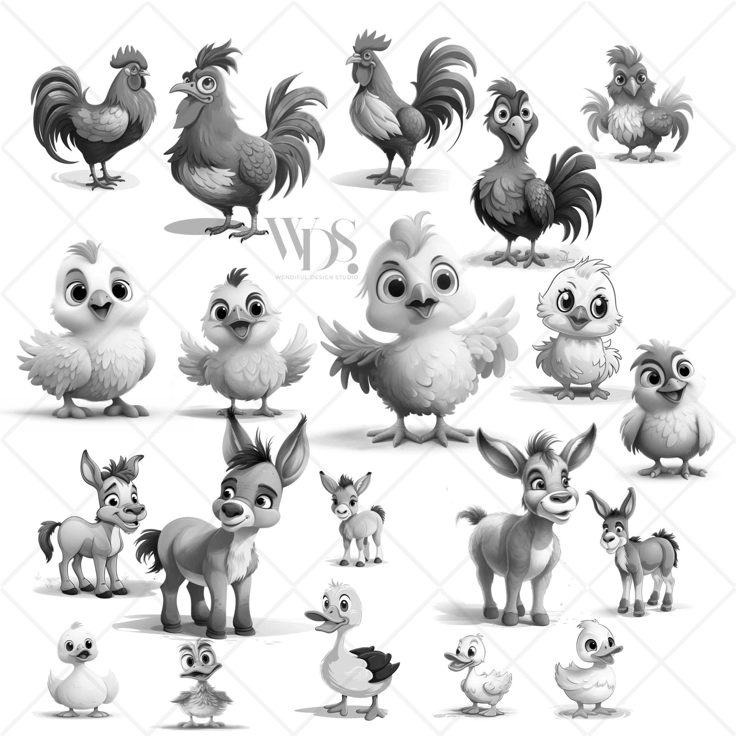 50 Farm Animals Procreate Stamps Procreate Brushes Horses Cows Sheep