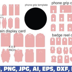 Pacote SVG de embalagem, cartão de exibição de chaveiro Svg, embalagem de chaveiro, cartão de carretel de crachá SVG, cartão de exibição de punho de telefone SVG, tampo de aperto de telefone
