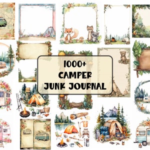 Junk Journal Camping camper imprimible, Shabby, Camper, camper Kit, Camping, RV, Vacaciones, Imprimible, camper Imprimible Ephemera Scrapbooking