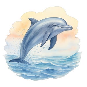 Dolphin Clipart png, Dolphin Playing Clipart, Printable Watercolor clipart, High Quality PNG, Digital download, Paper craft, junk journal