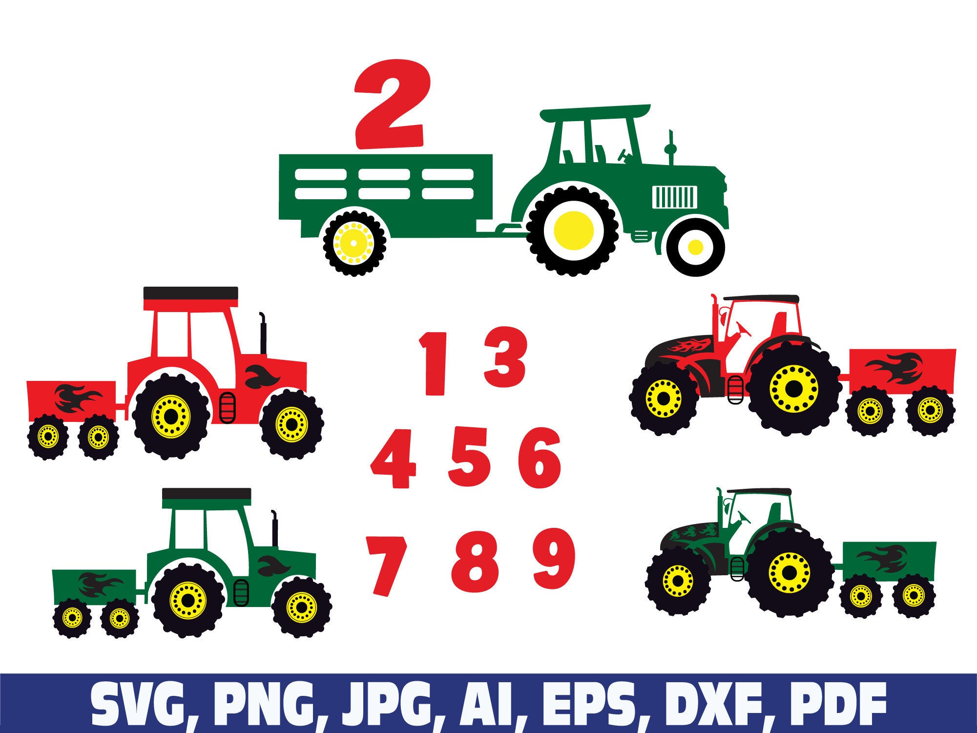 second birthday tractor svg, Tractor birthday boy svg, 2nd birthday boy girl svg png, tractor svg, farm tractor svg, farm svg, farm life svg