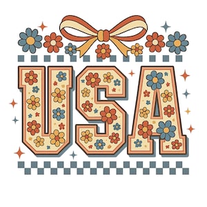 Coquete Floral EUA PNG, 4 de Julho Floral PNG, Design de Sublimação de 4 de Julho, Dia da Independência, Patriótico PNG, Retro América PNG