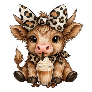 Coffee Addict Highland Cow png,  Mom Sublimation png, Baby Highland Cow png, Mothers Day png, Mother&#39;s Day Gift, Highland Cow Shirt Design