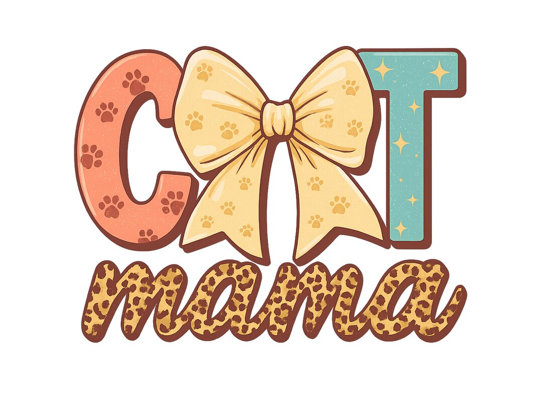 Cat Mama Coquette Bow Png Mothers Day Png Cat Mom, Retro Floral Cat Mom ...