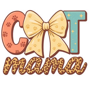 Cat Mama Coquette Bow Png Mothers Day Png Cat Mom, Retro Floral Cat Mom Png, Coquette Bow Cat Mama Sublimation, Cat Lover Digital Download