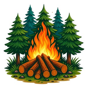 Watercolor Campfire PNG, Camping Clipart, Watercolor Camping Illustrations, Tent, Forest, Lake, Rustic Outdoor Scenery, Nature Clip Art, ...
