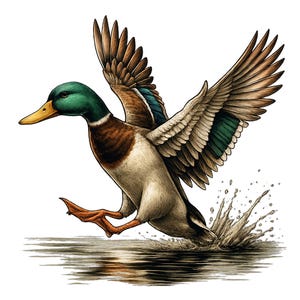 Duck landing on lake Png, Mallard duck sublimation, duck hunting image, Duck hunting image transparent background duck landing print file