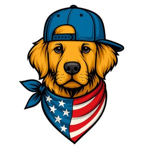 American Flag Labrador Retriever Clipart, Hunting Dog Labrador Retriever Sublimation, brown Labrador hunting dog, Patriotic Hunting Dog Png