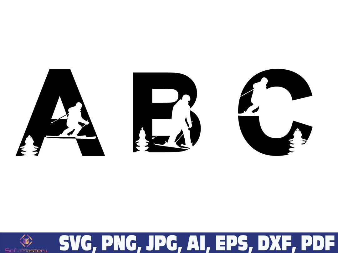 Skiing Font Alphabet SVG, Ski Svg Png, Skiing Svg Png, Ski Font ...