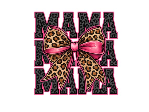 Glitter Leopard Mama Coquette PNG, Leopard Print Mom Coquette, Preppy Mama, Trendy Mama Design, Coquette Mama Bow Png, Cheetah Bow Mom Life