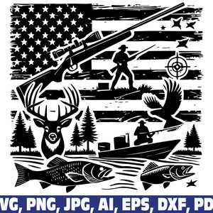 fishing svg, hunting svg, deer clipart, hunting bundle, deer cricut, fishing design, hunt svg, fishing bundle, fish svg, hunting svg flag