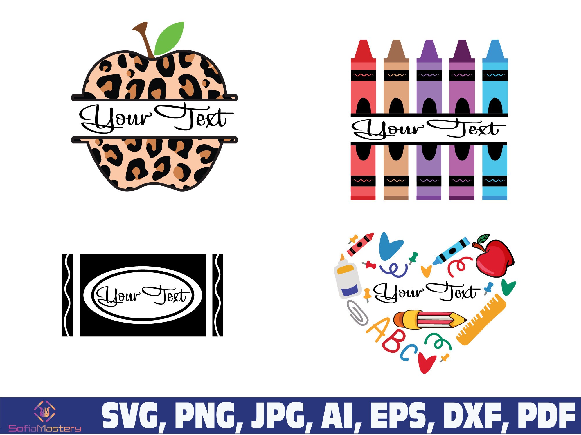 Crayon Split Monogram Svg, Crayon Svg, Teacher Svg, School Svg, Apple ...