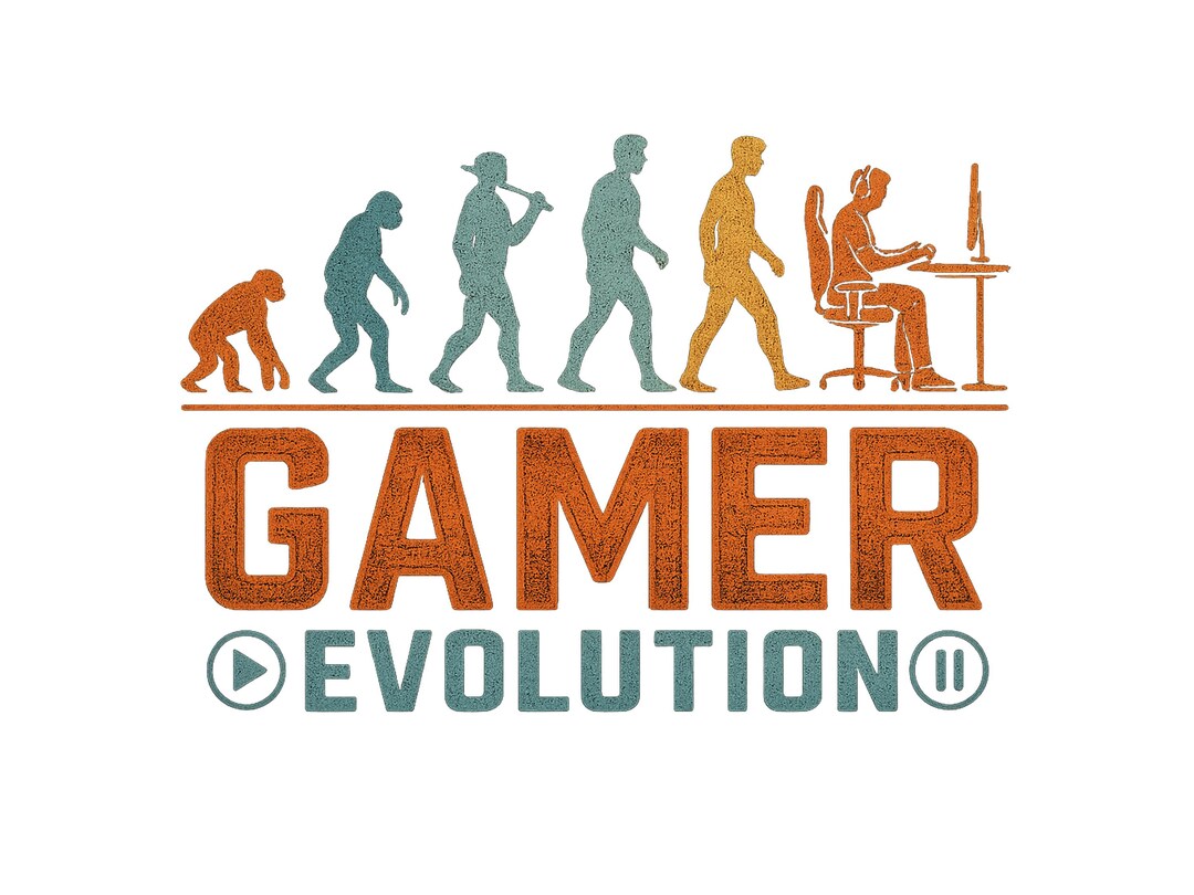 Gamer Evolution Model Gamer Evolution PNG Funny Gaming Design, Retro Video Game Clipart ...