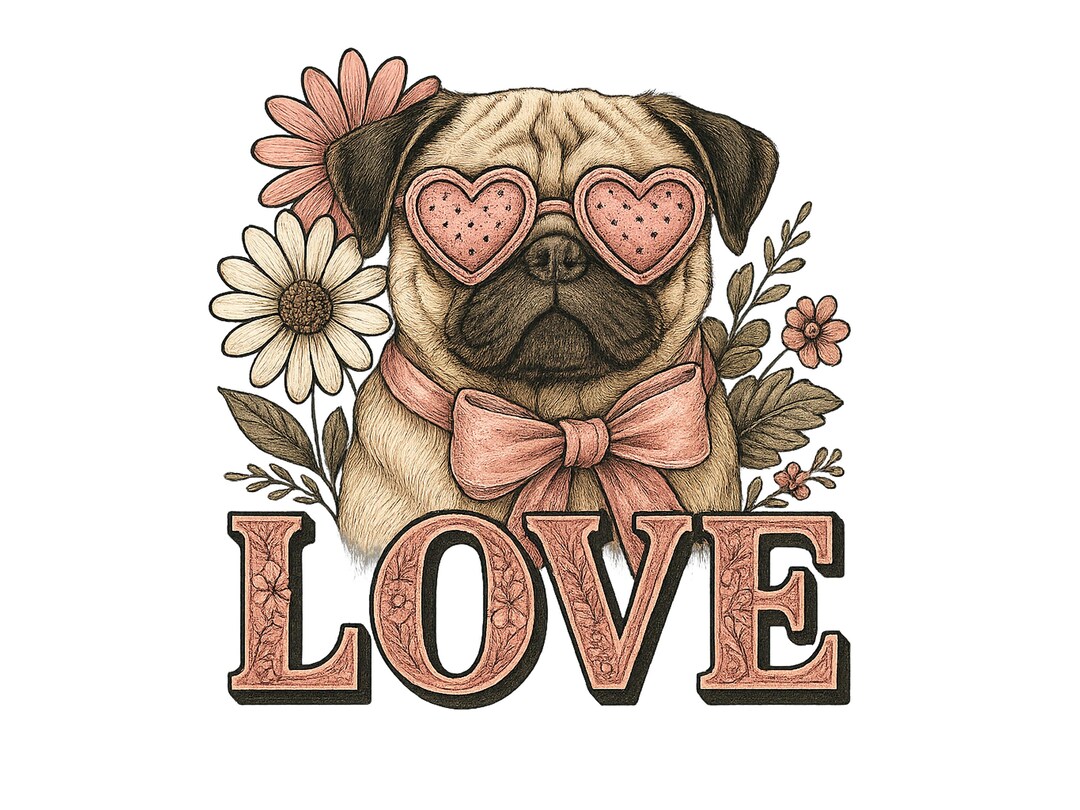 Love Always Pug Design PNG, Valentine Dog Mom Sublimation, Cute Dog ...