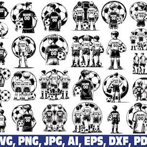Jugadores de fútbol svg png, Balón de fútbol dos tres jugadores svg, Arco de coqueta, familia de fútbol svg, marco de nombre de balón de fútbol svg, Jugador de fútbol svg