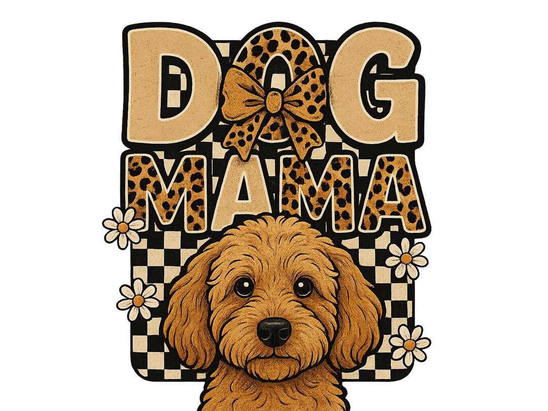 Retro Dog Mama PNG Coquette Bow, Dog Mom Sublimation Design, Checkered ...