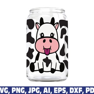 Baby Kuh Glas wickeln svg png, Dosen Glas wickeln, Kaffee Glas Wrap svg, 16 Unze voll wickeln svg, Dosen Glas svg, Kuh Kaffeeglas, Kuhdose Glas svg