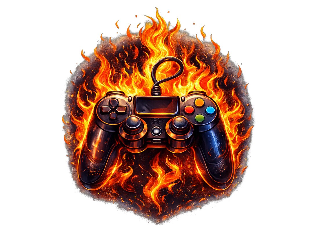 Controller R2 Flaming Flaming Gaming Controller PNG Urban Design, Gamer Gift, Video Game ...